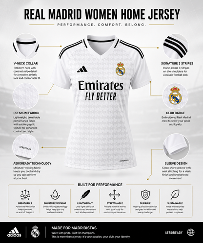 Madrid White Women's Jersey
